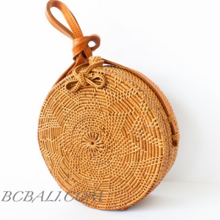 Ata Circle Rattan Handbag desaign strap flower handwoven